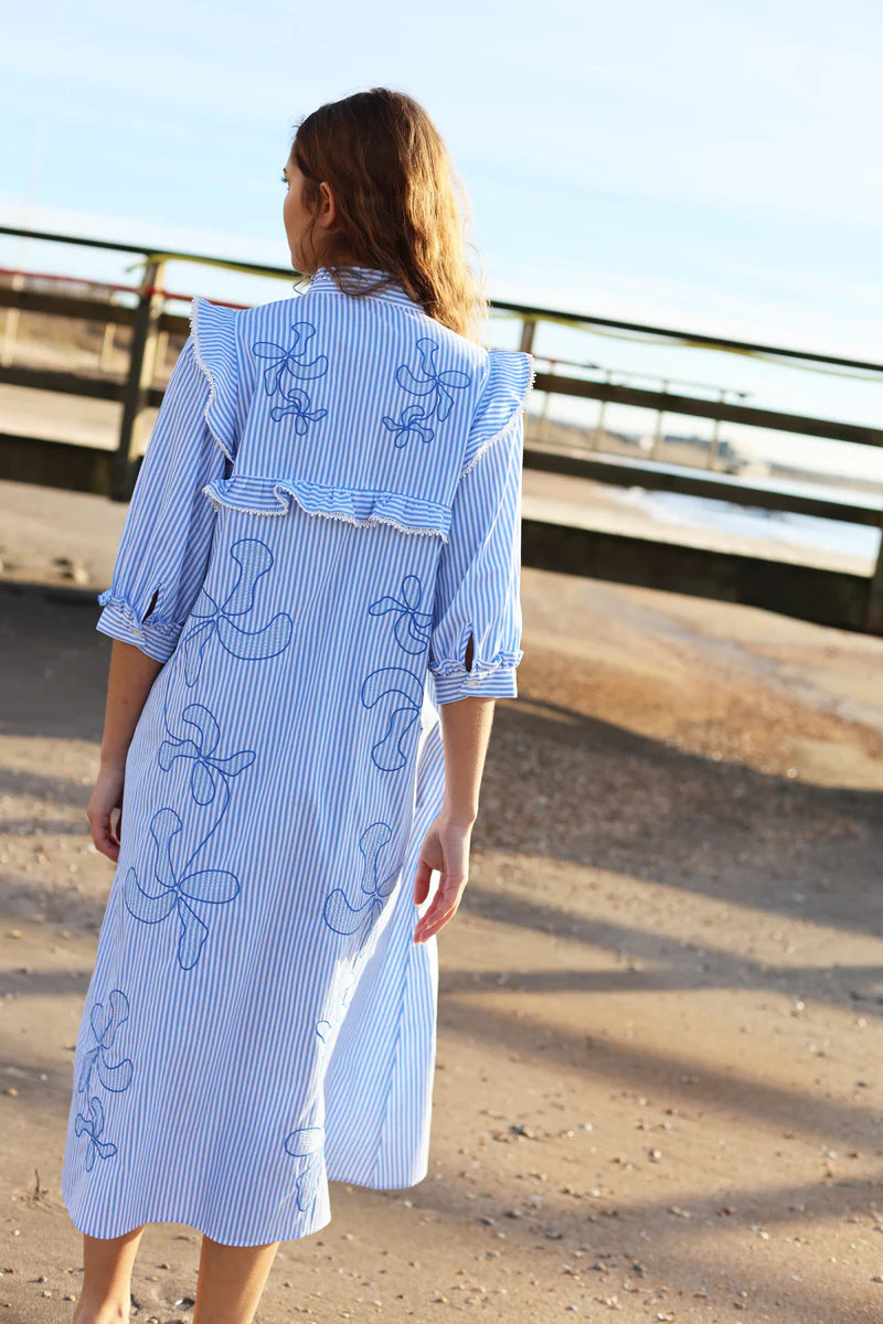 CRAS Codycras Dress White Blue Stripe