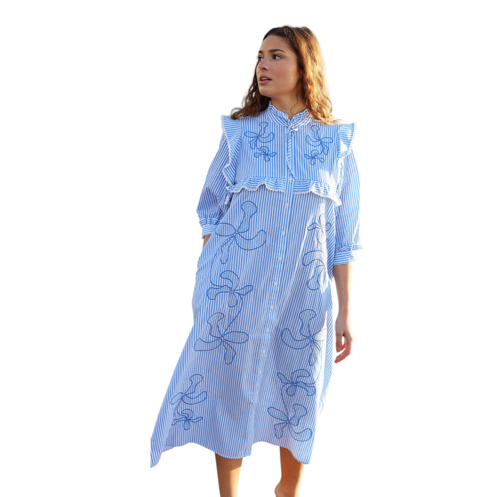 CRAS Codycras Dress White Blue Stripe