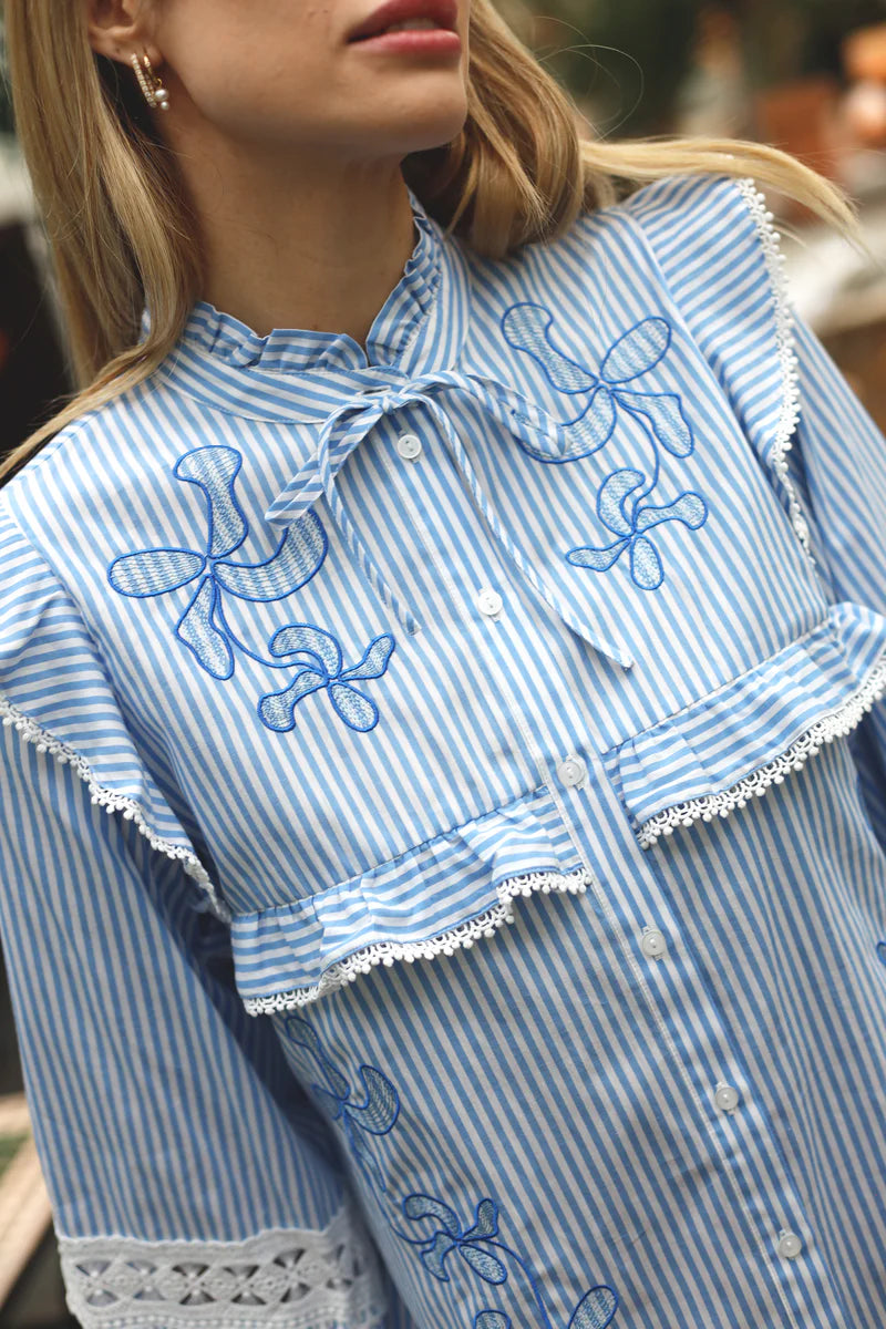 CRAS Codycras Shirt White Blue Strip