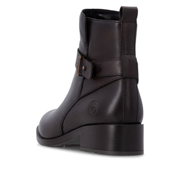 Rieker W Leather Ankle Boot Zip Brown - D3U72-25