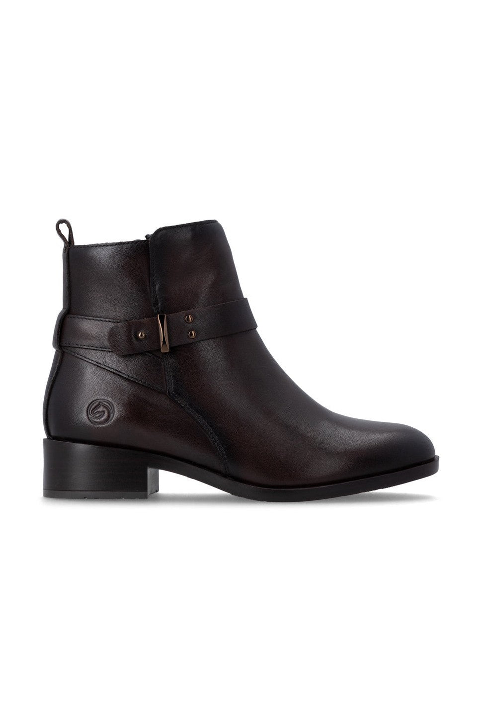 Rieker W Leather Ankle Boot Zip Brown - D3U72-25