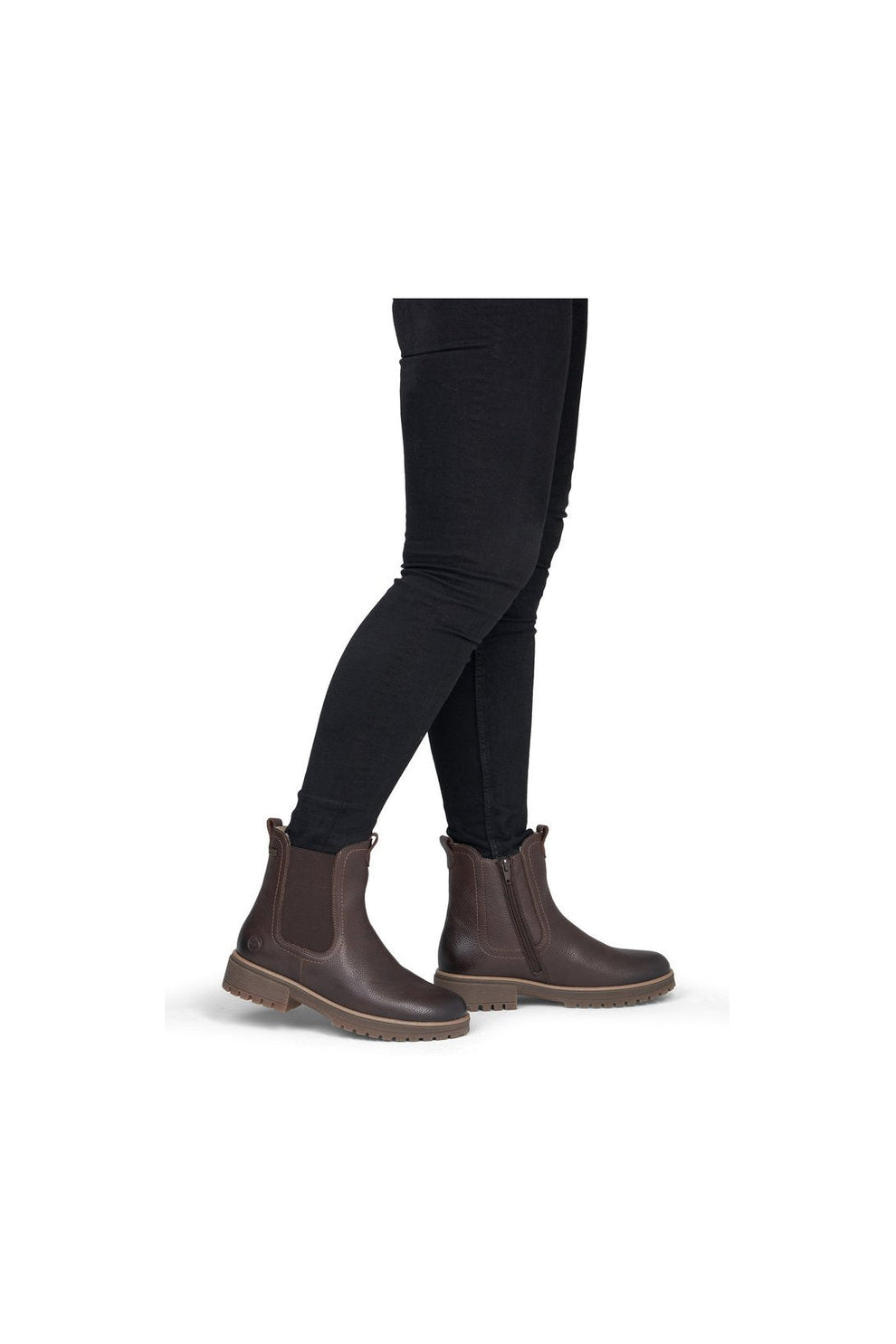 Rieker W Leather Ankle Boot Zip Brown - D3W73-25