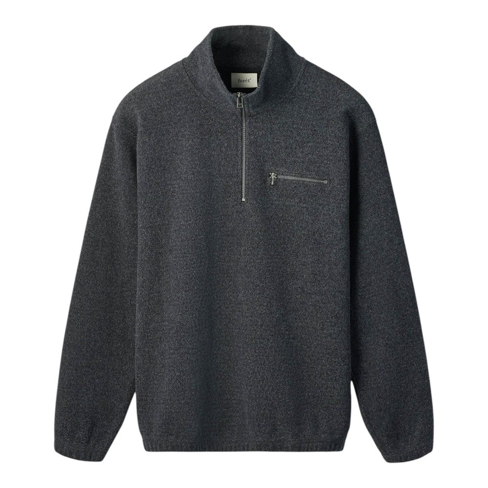 Forét M Elm Half Zip Sweatshirt Dark Grey Melange