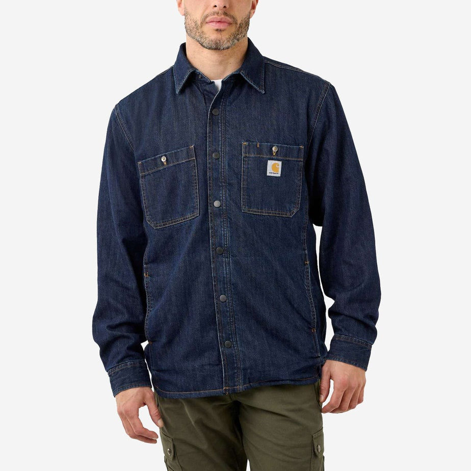 Carhartt M Relaxed Fit Denim Fleece Lined Snap Front Shirt Jacket