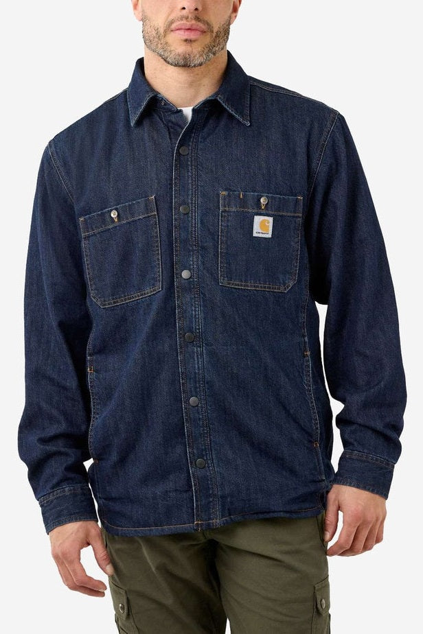 Carhartt M Relaxed Fit Denim Fleece Lined Snap Front Shirt Jacket