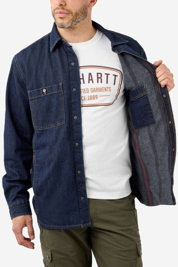 Carhartt M Relaxed Fit Denim Fleece Lined Snap Front Shirt Jacket