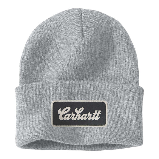 Carhartt Knit Cuffed Script Patch Beanie Grey