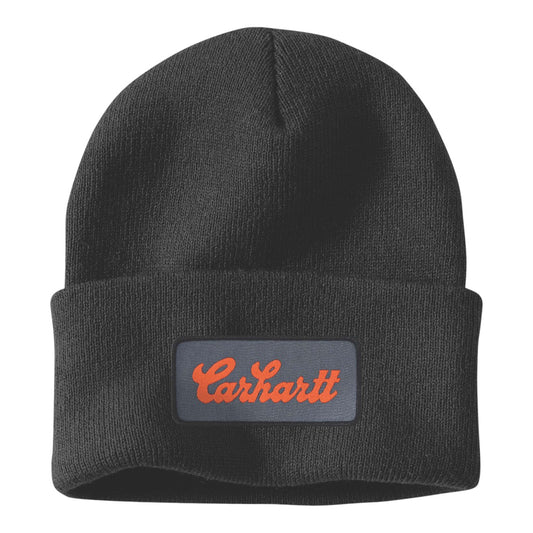 Carhartt Knit Cuffed Script Patch Beanie Black