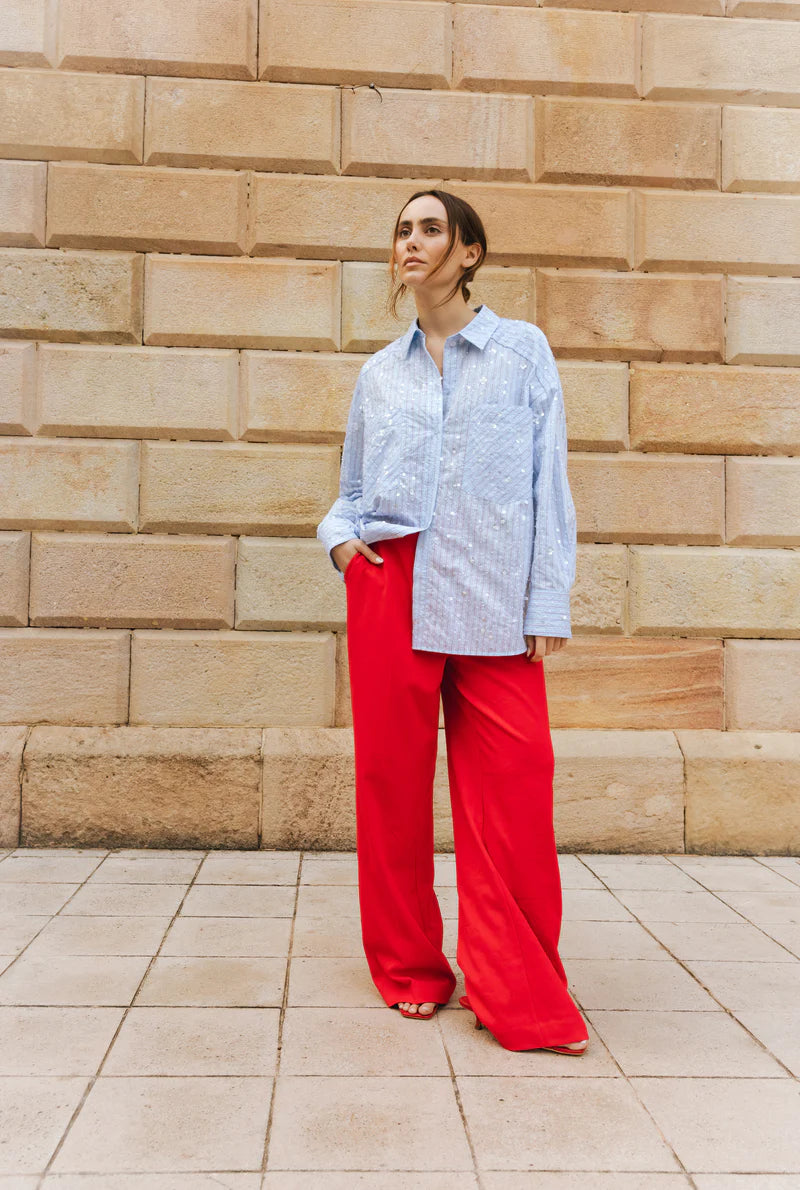 CRAS W Elliecras Shirt Blue Multi Stripe