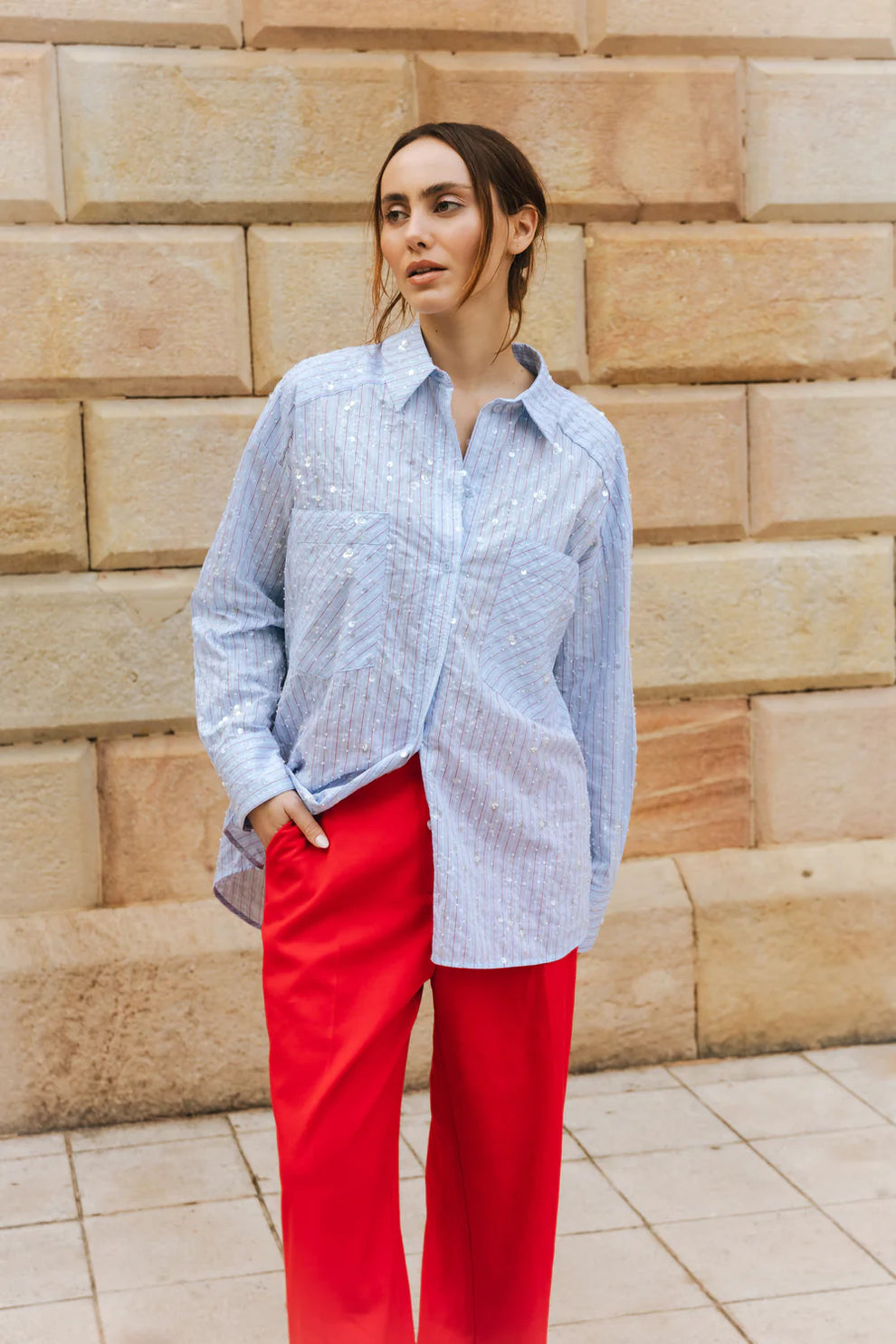 CRAS W Elliecras Shirt Blue Multi Stripe