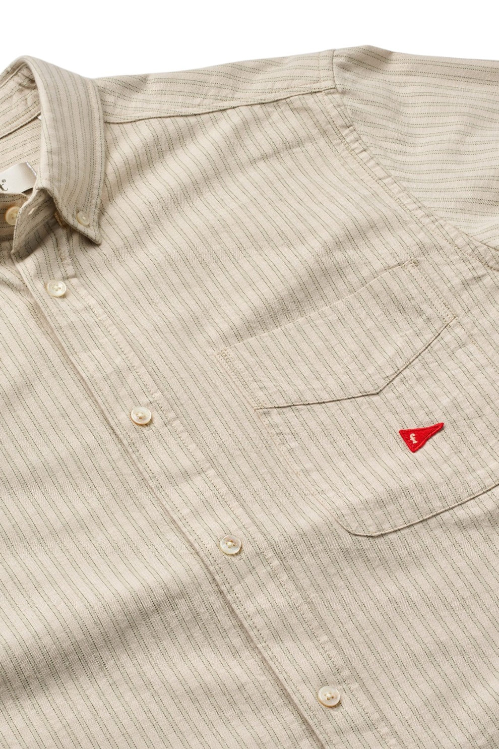 Forét  Flag Regular Fit Pocket Oxford Shirt Taupe Stripe