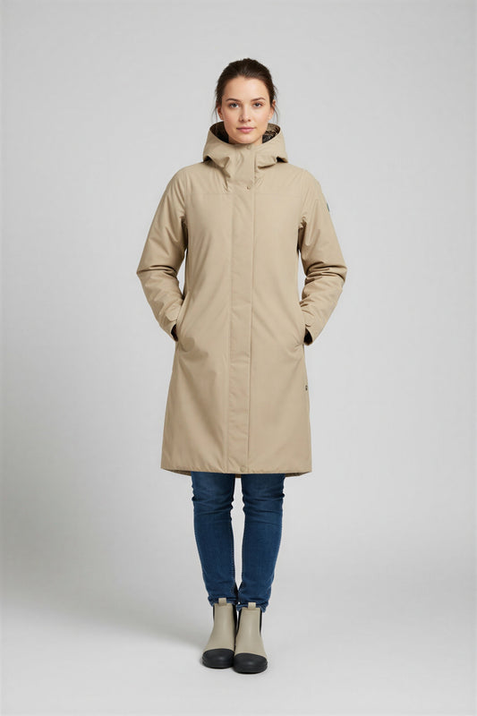 Fjällräven W HC Hydratic Padded Parka Fossil - simple full front