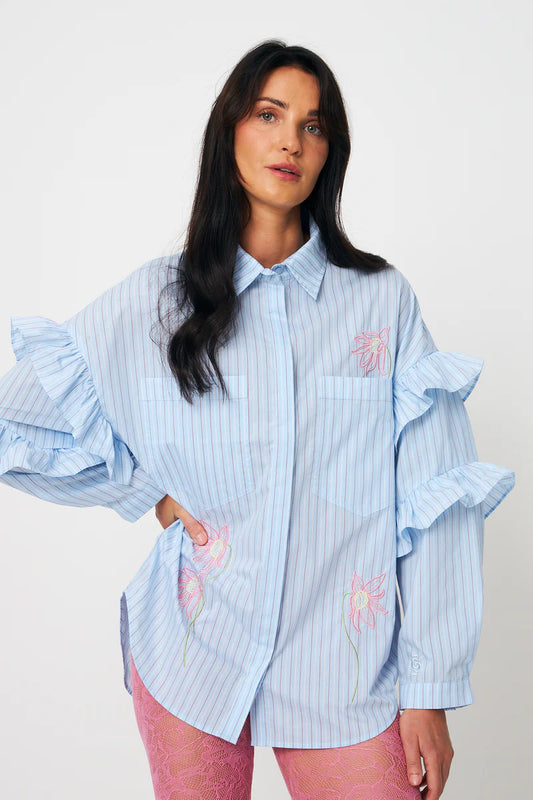 CRAS W Florettecras Shirt Light Blue Stripe Dameskjorter
