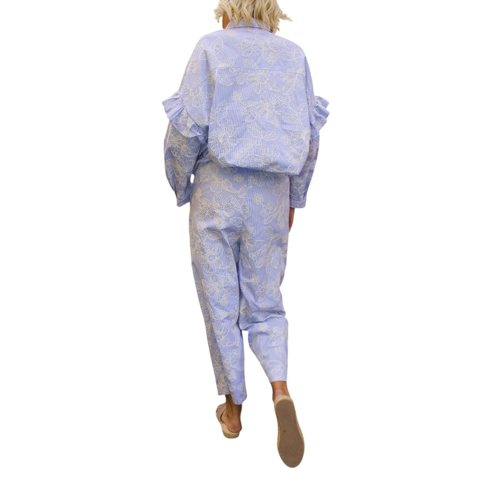 CRAS Flowercras Pants Blue Blossom Stripe