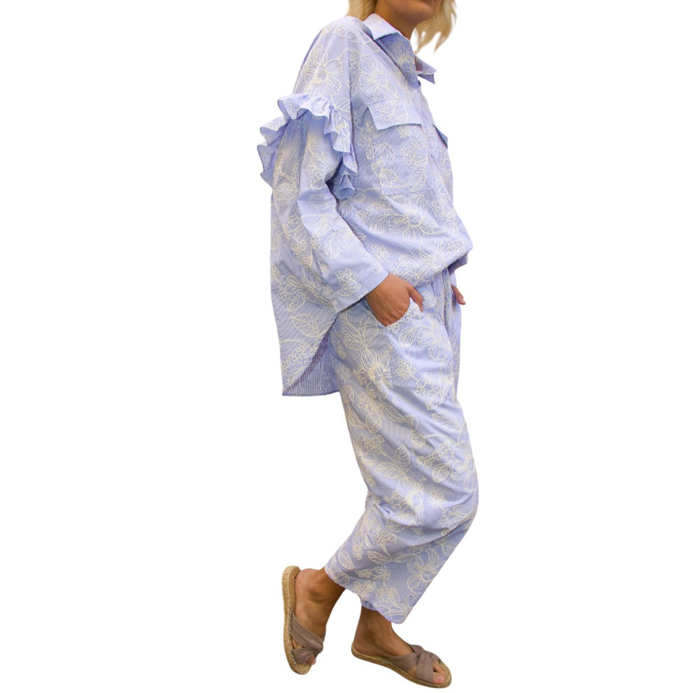 CRAS Flowercras Pants Blue Blossom Stripe