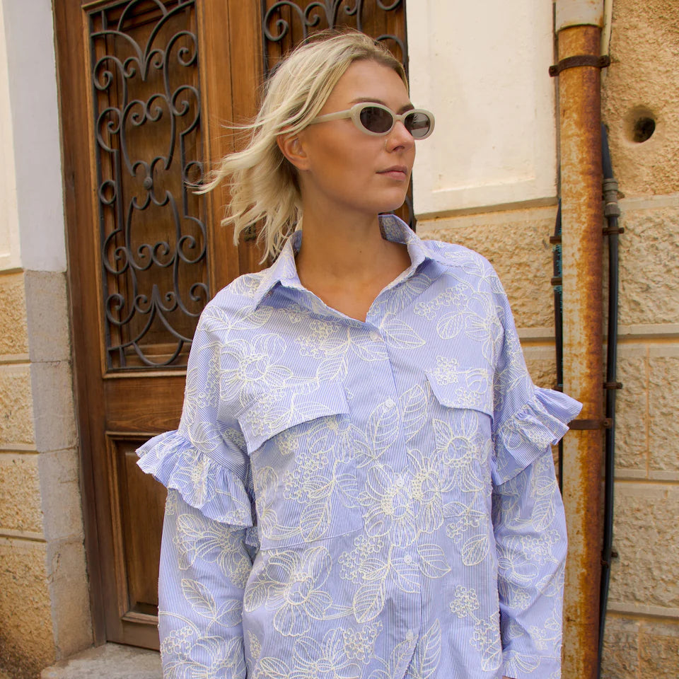 CRAS Flowercras Shirt Blue Blossom Stripe