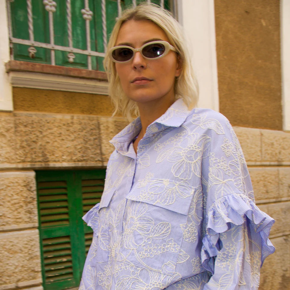 CRAS Flowercras Shirt Blue Blossom Stripe