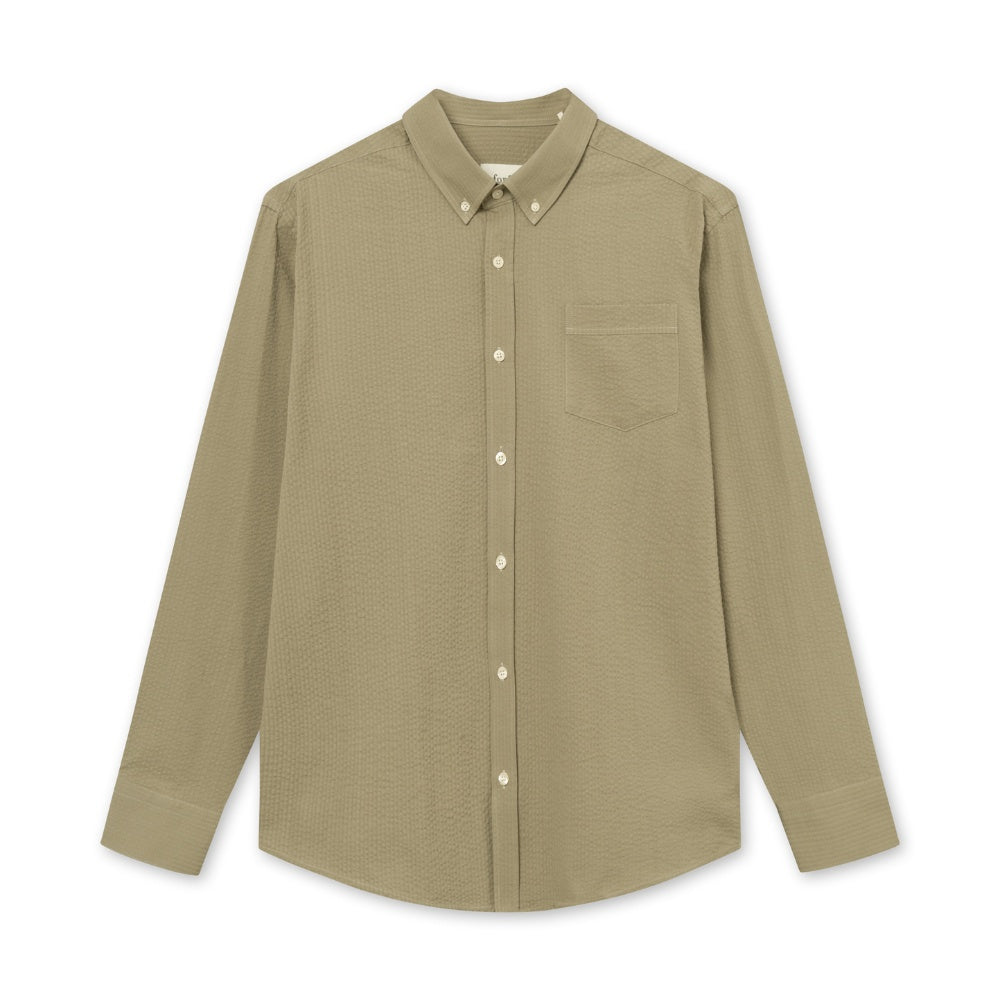 Forét M Bush Seersucker Skjorte Olive