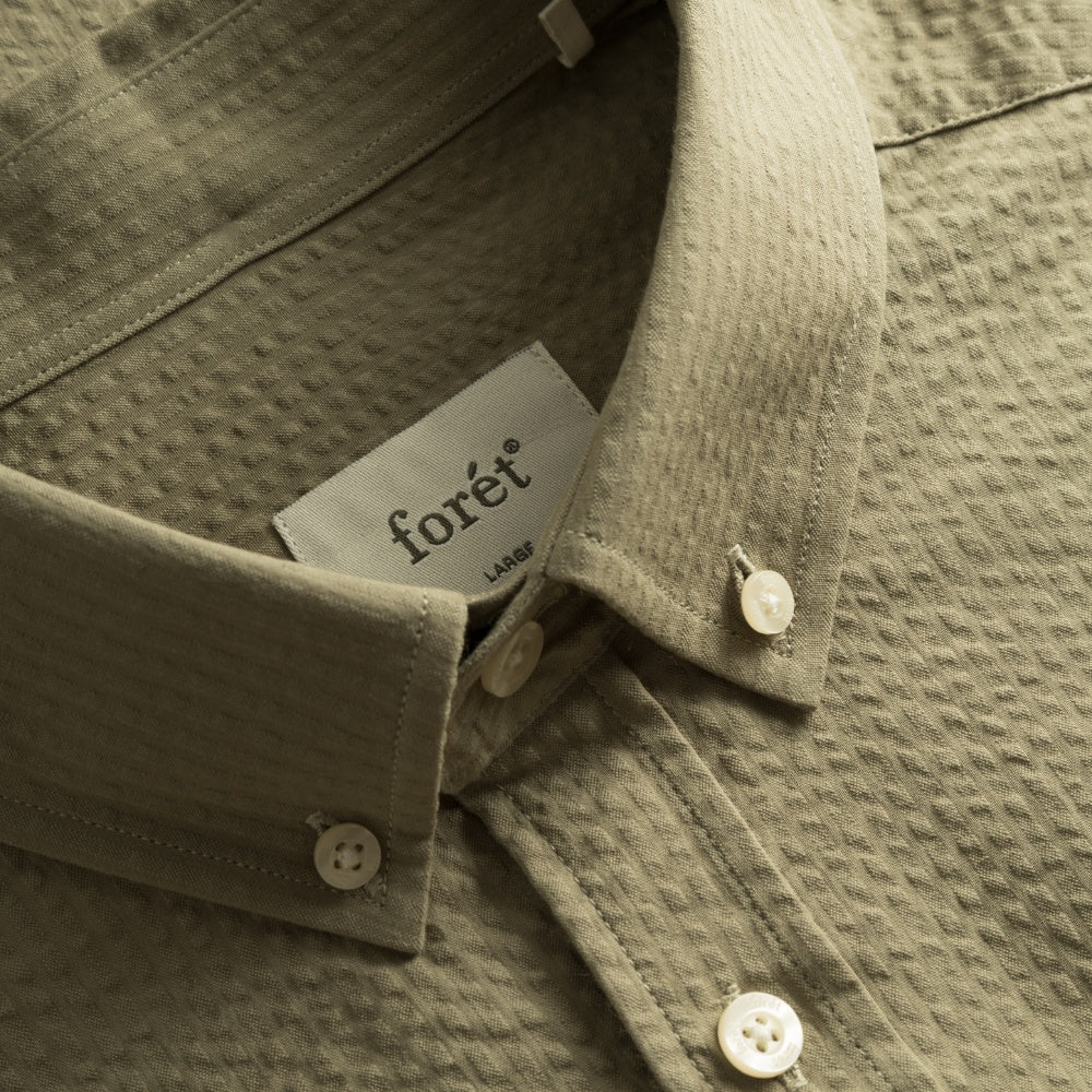 Forét M Bush Seersucker Skjorte Olive