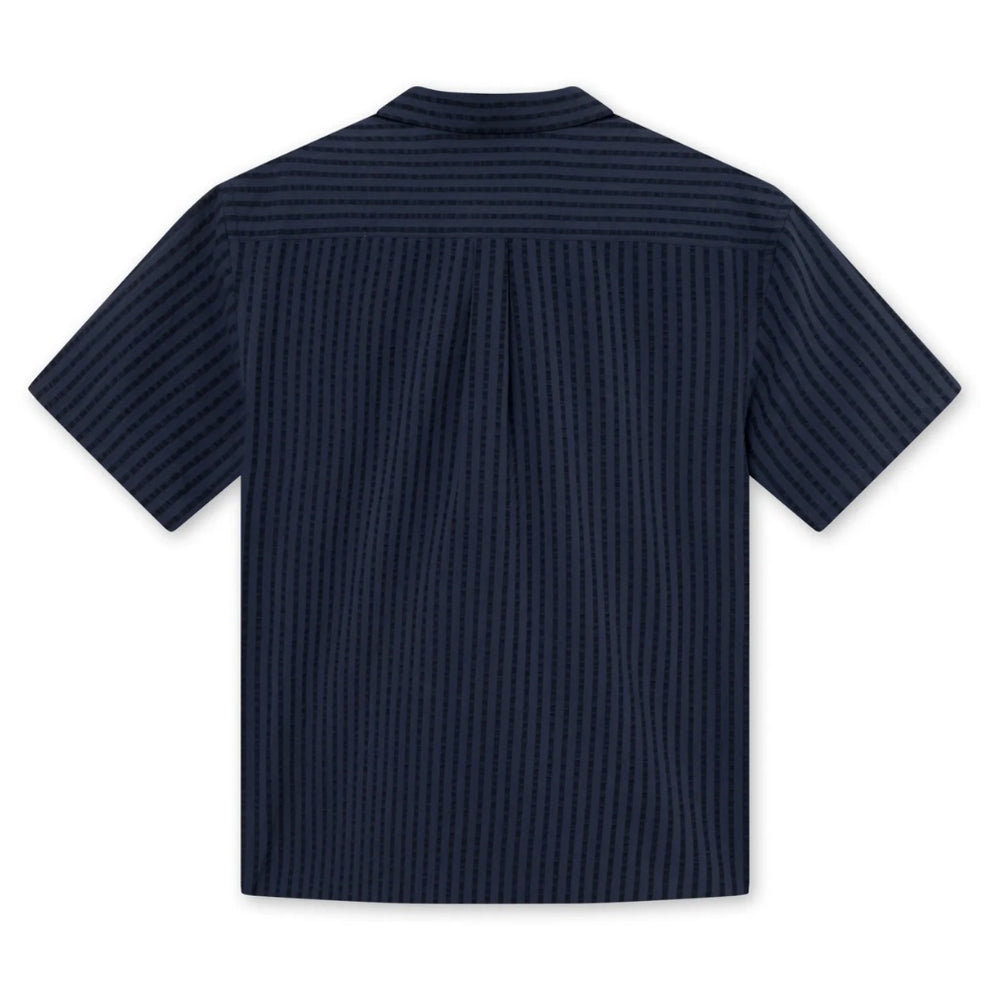 Forét M Vole Seersucker SS Shirt Navy PRIS MANGLER