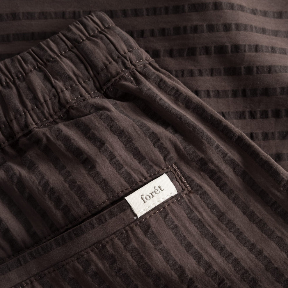 Forét M Vole Seersucker Shorts Deep Brown