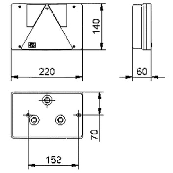Baglygte 220x140x30 mm