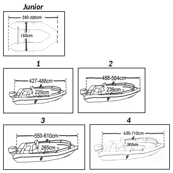 Presenning til gummibåd, båd lgd 550-610 cm