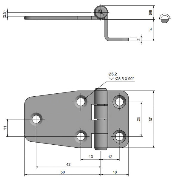 Roca forskudt hængsel, Rustfri