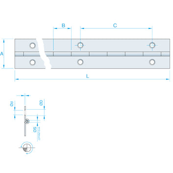 Pianohængsel, messing