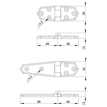 Trudesign Hængsel i Komposit Hvid, 2 stk.