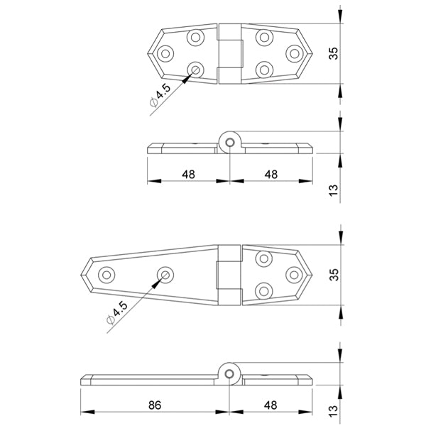 Trudesign Hængsel i Komposit Sort, 2 stk.