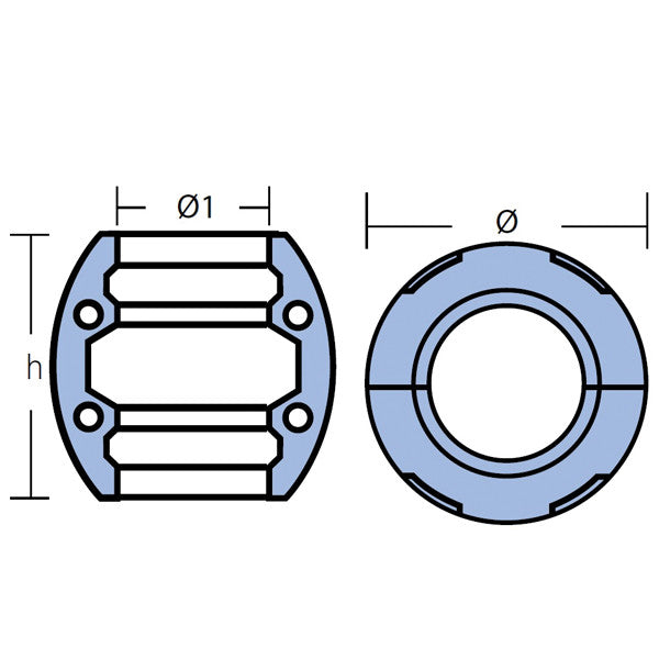 Tecnoseal zinkanode aksel 75mm aksel