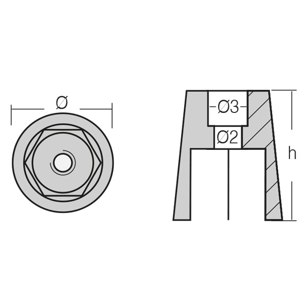 1852 Zink til sekskantet aksel