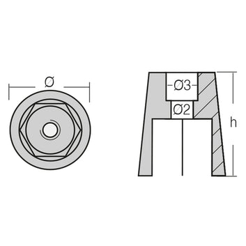 1852 Zink til sekskantet aksel