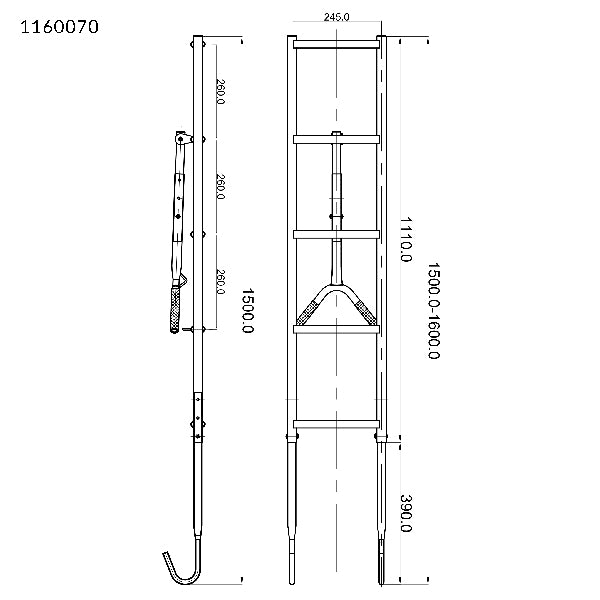 Stævnstige i rustfrit stål