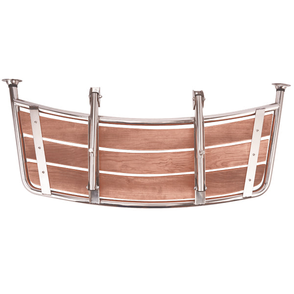 Badeplatform i rustfrit stål og teak