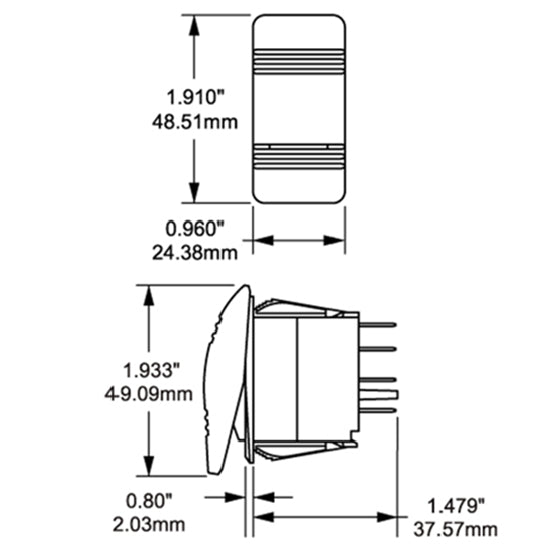 Blue Sea vandtæt kontakt Contura III DPST on /off/ on