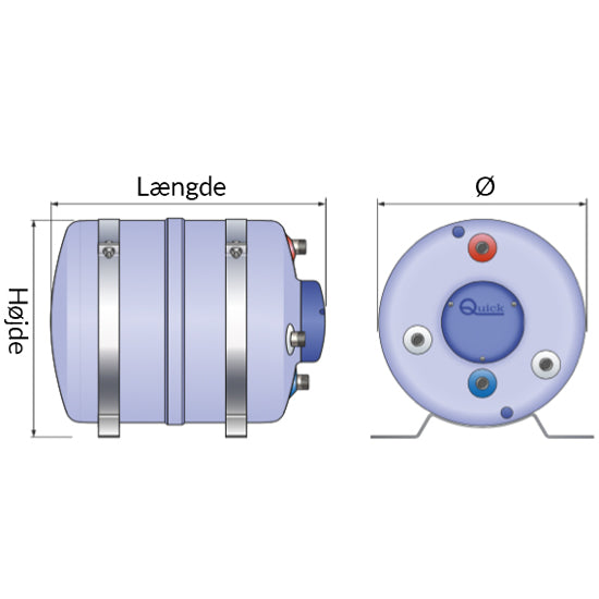 Quick varmtvandsbeholder B3 cylinder, 1200W