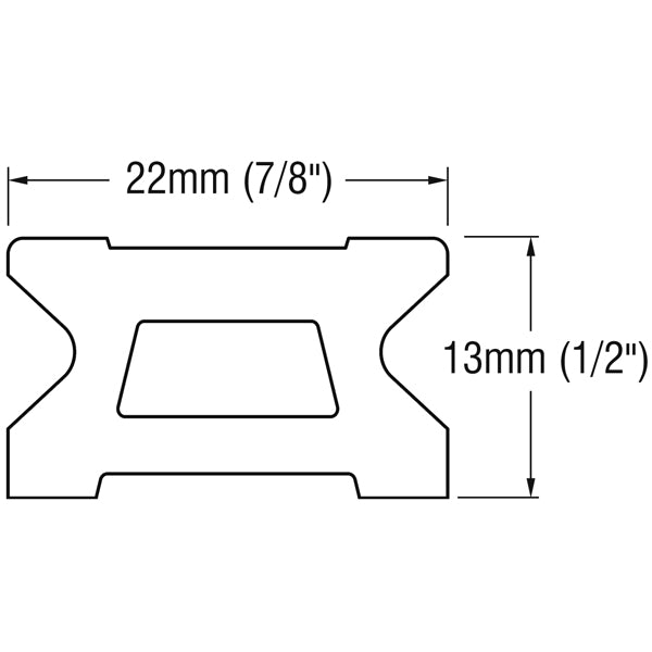 Ronstan skødeskinne serie 22 sølv, 6m