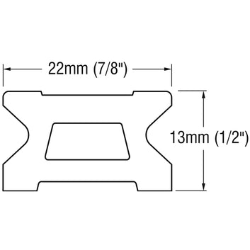 Ronstan skødeskinne serie 22 sølv, 6m