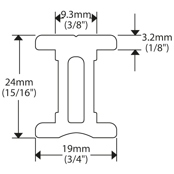 Ronstan I-skinne 19 mm