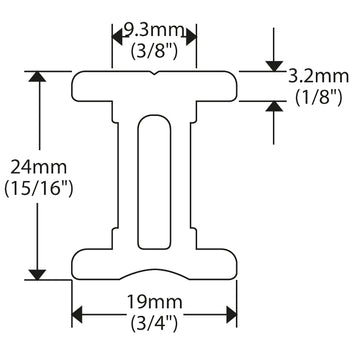 Ronstan I-skinne 19 mm
