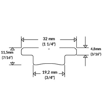 Ronstan T-skinne 32mm