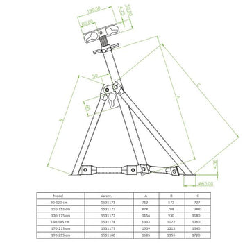 1852 Bådstøtte sejlbåd max 1250 kg