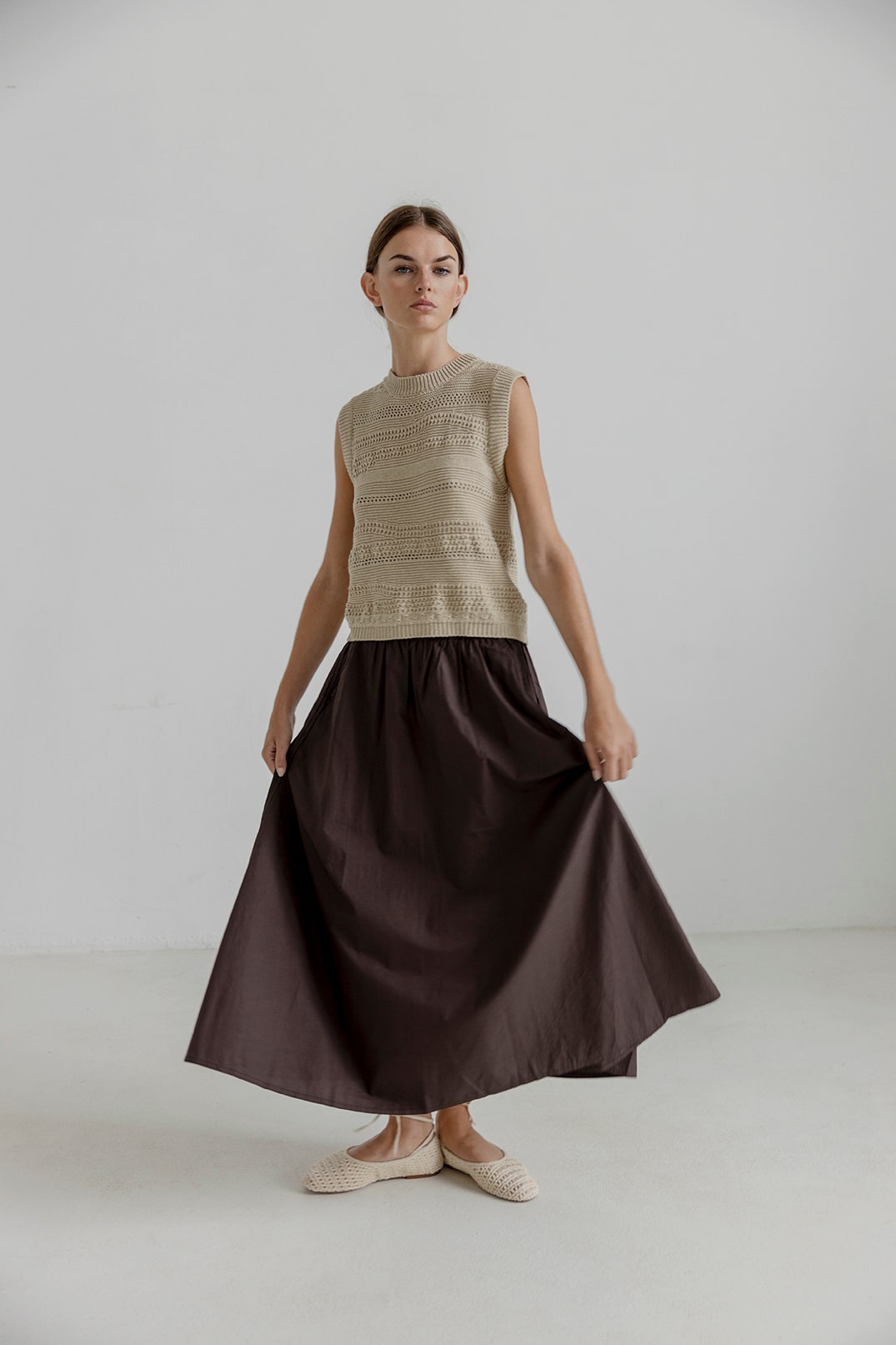 AJ117 Hailey Ladies Woven Skirt 855 Soil