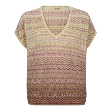 Mos Mosh W MMShani Zig Zag V-Neck Knit Powder Pink