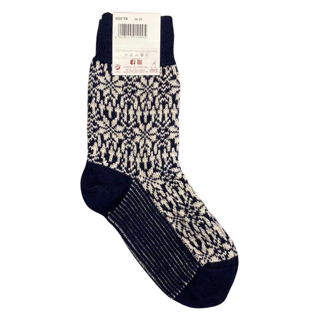 Hirsch Natur U Wool Strømper Marine Natur