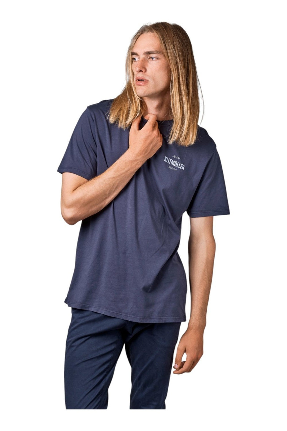 Klitmøller Collective M Mens Small Logo T-Shirt Navy