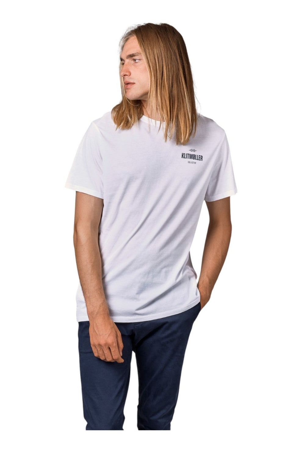Klitmøller Collective M Mens Small Logo T-Shirt White