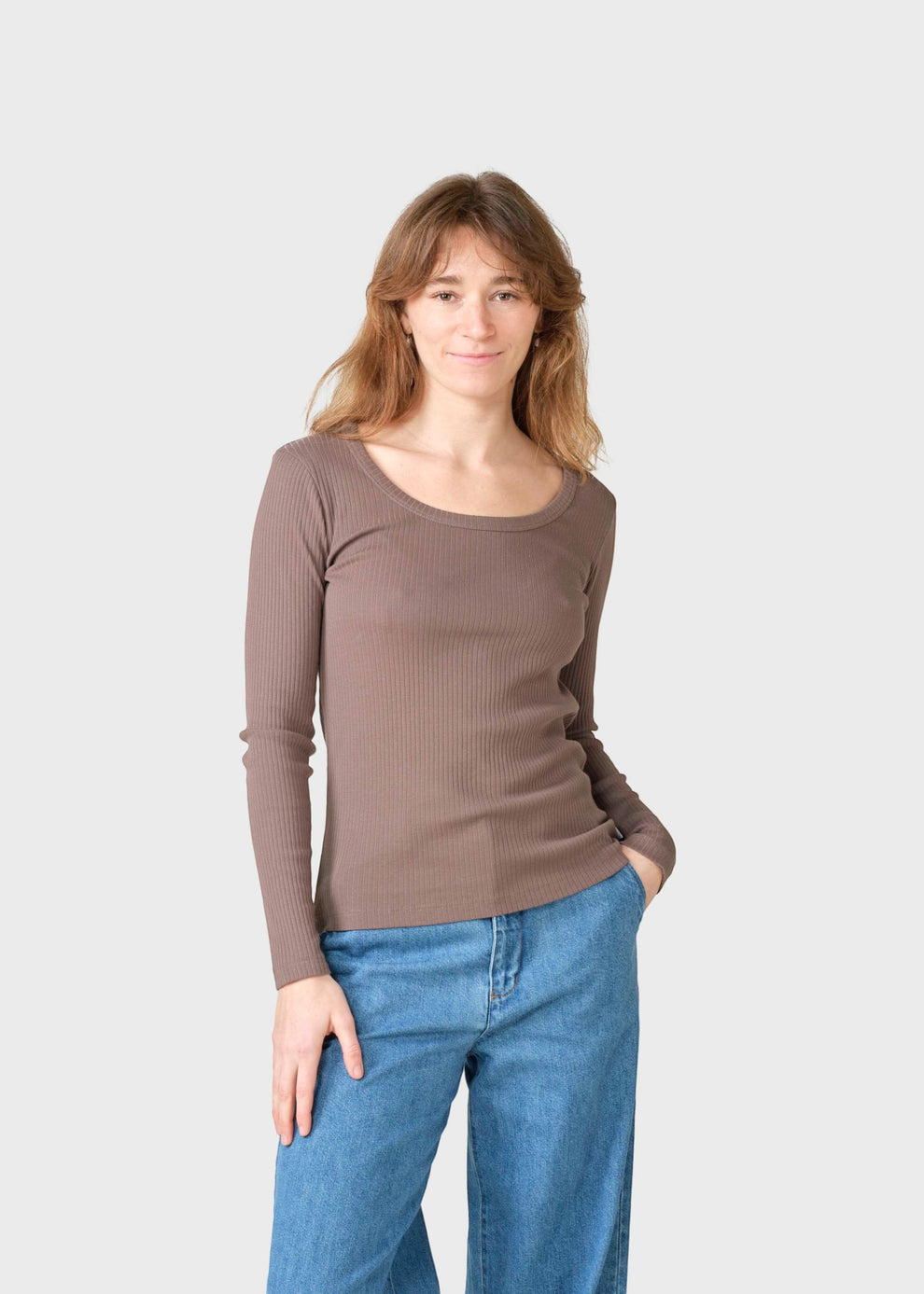 Klitmøller Collective W L/S Rib Tee Taupe